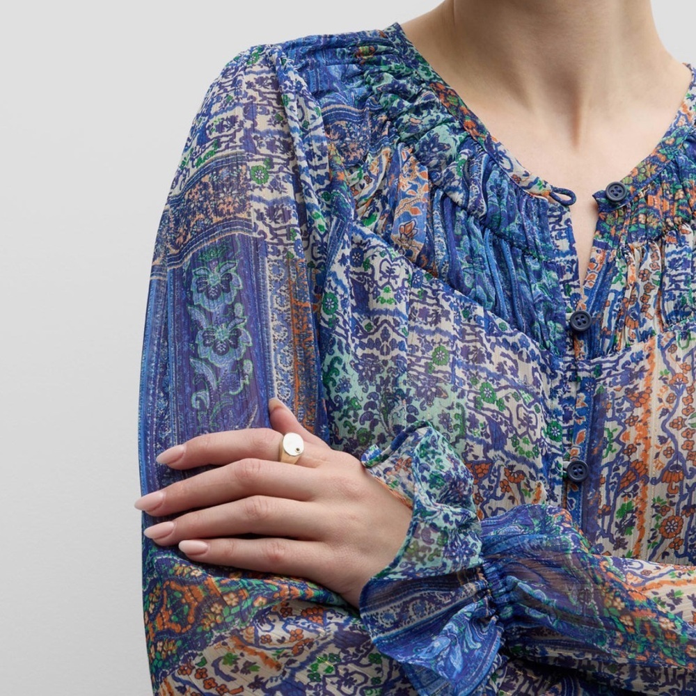 Ramy Brook Ariel Long-Sleeve Button-Front Blouse